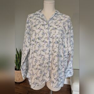 Dreamy Details Women's Flannel Pajamas Floral Button Up 100% Cotton Size 1X